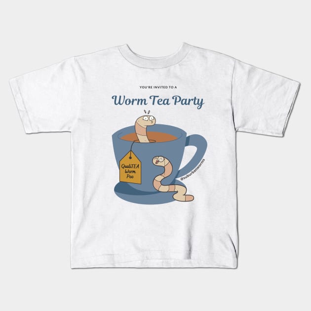 Worm Tea Party Kids T-Shirt by Suburban Worms 